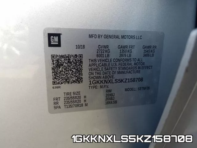 1GKKNXLS5KZ158708 фото 2
