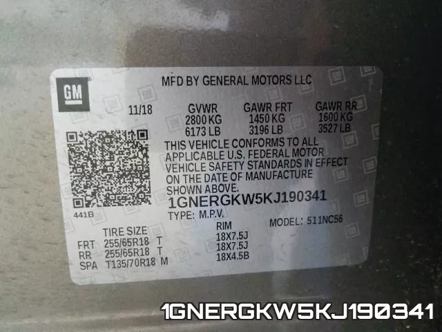 1GNERGKW5KJ190341 фото 2