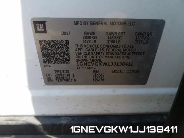 1GNEVGKW1JJ138411 фото 2