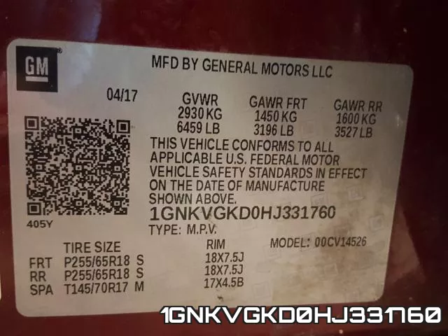 1GNKVGKD0HJ331760 фото 2