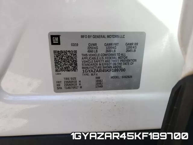 1GYAZAR45KF189700 фото 2