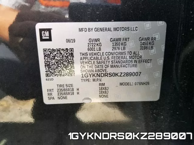 1GYKNDRS0KZ289007 фото 2