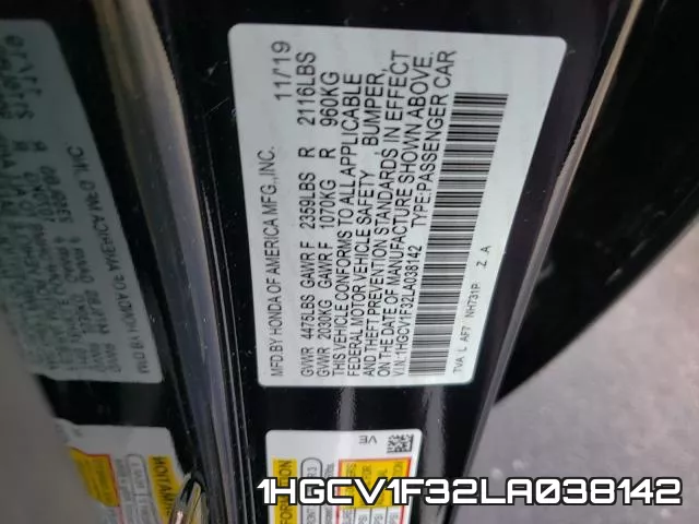 1HGCV1F32LA038142 фото 2