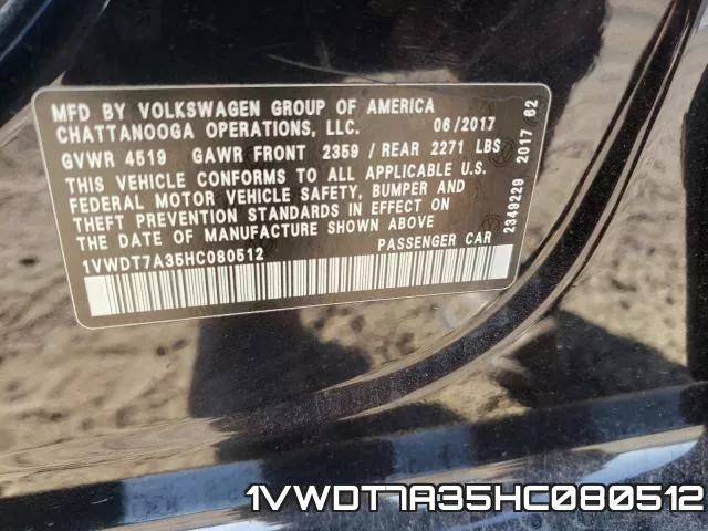 1VWDT7A35HC080512 фото 2