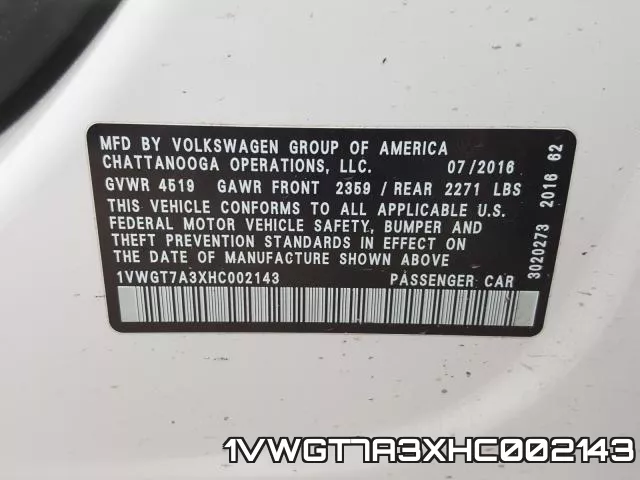 1VWGT7A3XHC002143 фото 2