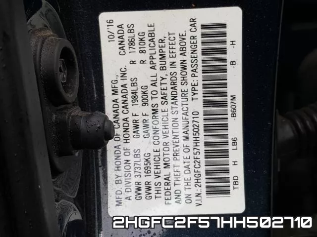 2HGFC2F57HH502710 фото 2