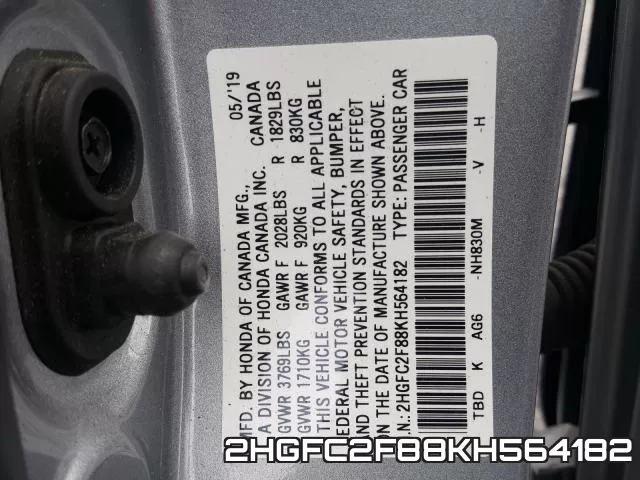 2HGFC2F88KH564182 фото 2