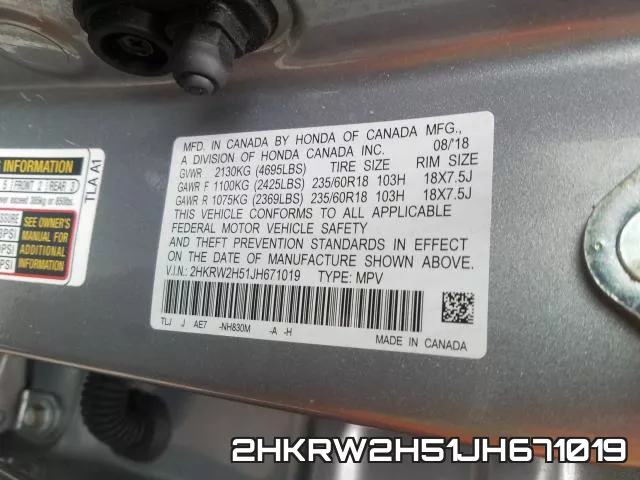 2HKRW2H51JH671019 фото 2