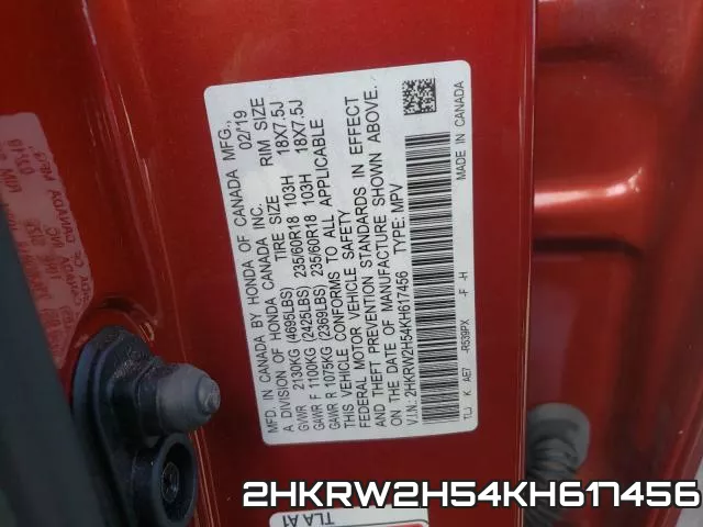 2HKRW2H54KH617456 фото 2
