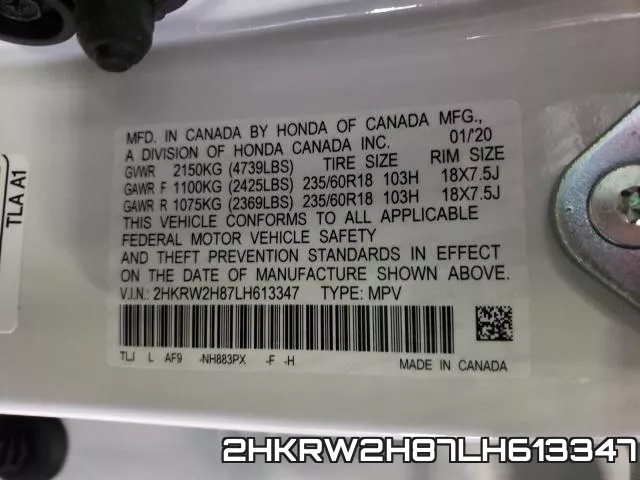 2HKRW2H87LH613347 фото 2