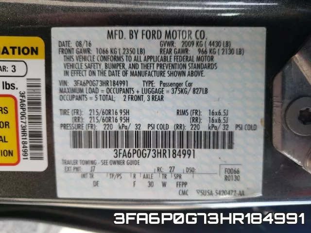 3FA6P0G73HR184991 фото 2