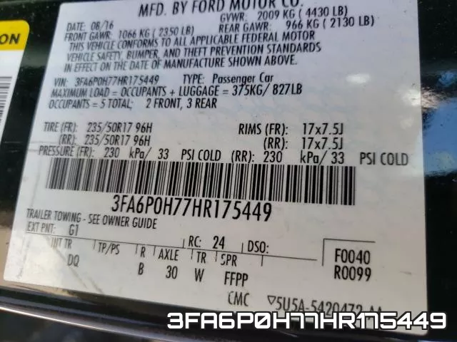 3FA6P0H77HR175449 фото 2