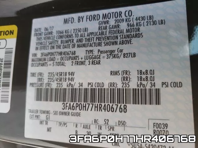 3FA6P0H77HR406768 фото 2