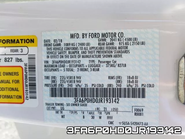 3FA6P0HD0JR193142 фото 2