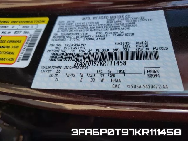 3FA6P0T97KR111458 фото 2