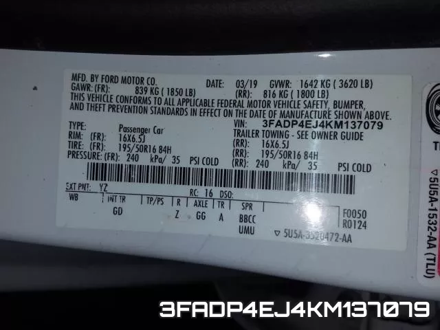 3FADP4EJ4KM137079 фото 2