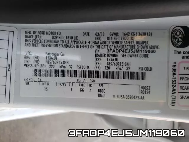 3FADP4EJ5JM119060 фото 2