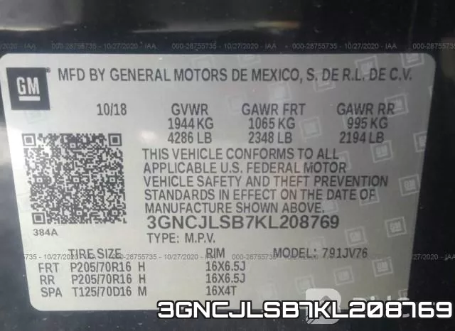 3GNCJLSB7KL208769 фото 10