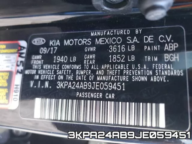 3KPA24AB9JE059451 фото 2
