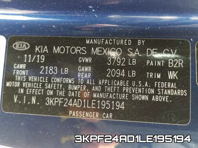3KPF24AD1LE195194 фото 2
