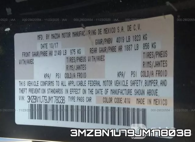 3MZBN1U79JM178038 фото 10
