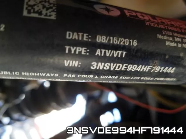 3NSVDE994HF791444 фото 2
