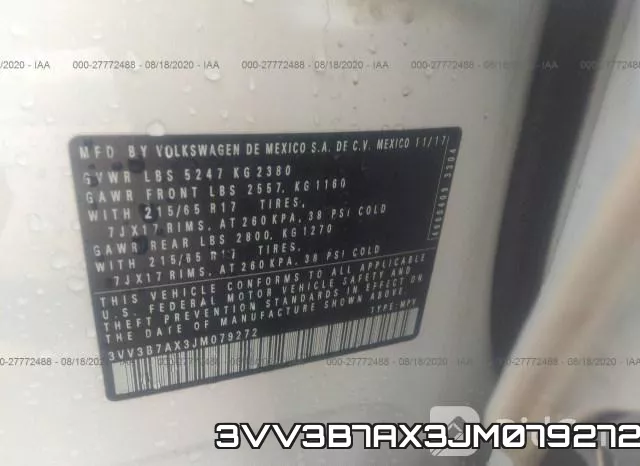 3VV3B7AX3JM079272 фото 8