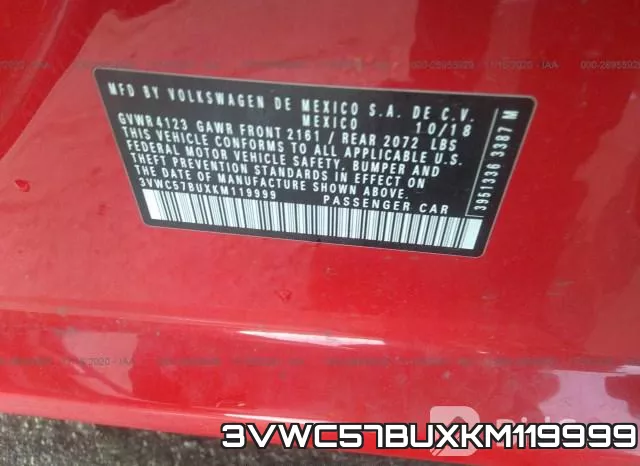 3VWC57BUXKM119999 фото 10