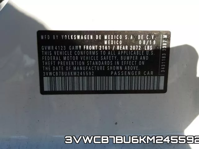 3VWCB7BU6KM245592 фото 2