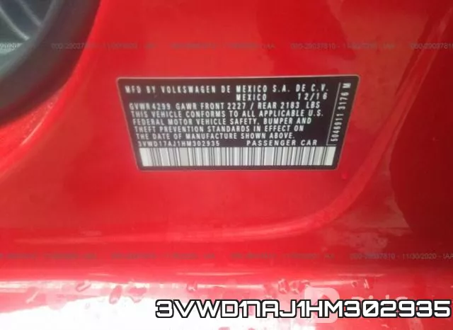 3VWD17AJ1HM302935 фото 9