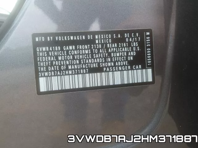 3VWDB7AJ2HM371887 фото 2