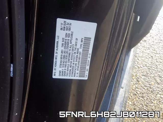 5FNRL6H82JB011287 фото 2