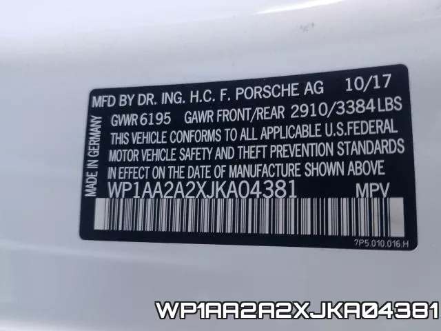 WP1AA2A2XJKA04381 фото 2