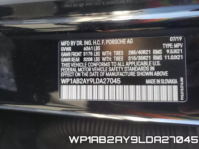 WP1AB2AY9LDA27045 фото 2