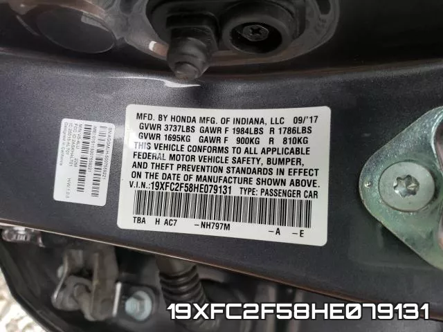 19XFC2F58HE079131 фото 2