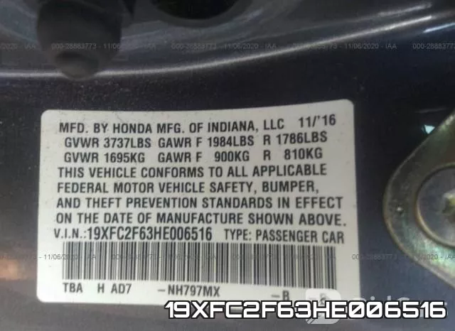 19XFC2F63HE006516 фото 10