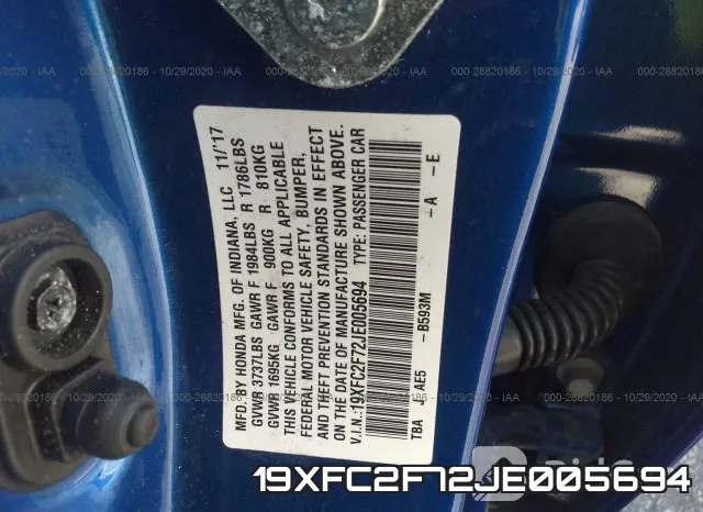 19XFC2F72JE005694 фото 10