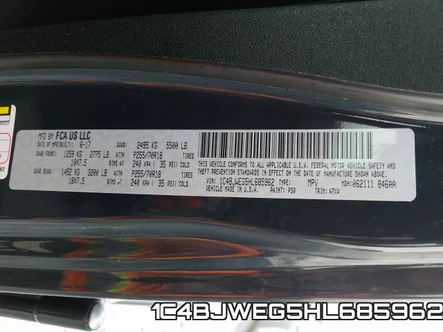 1C4BJWEG5HL685962 фото 2
