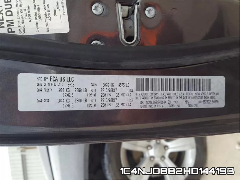 1C4NJDBB2HD144193 фото 2