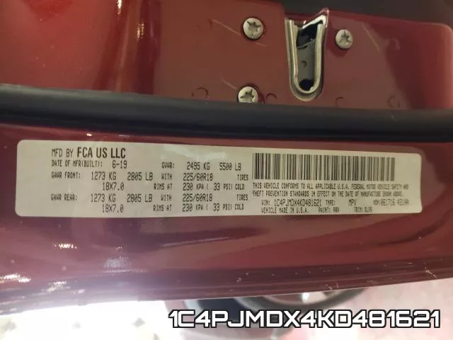 1C4PJMDX4KD481621 фото 2