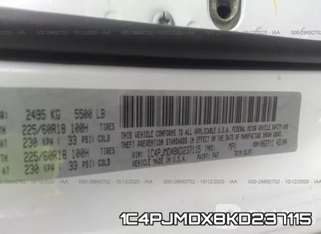 1C4PJMDX8KD237115 фото 8