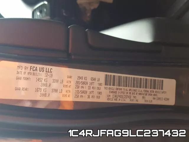 1C4RJFAG9LC237432 фото 2