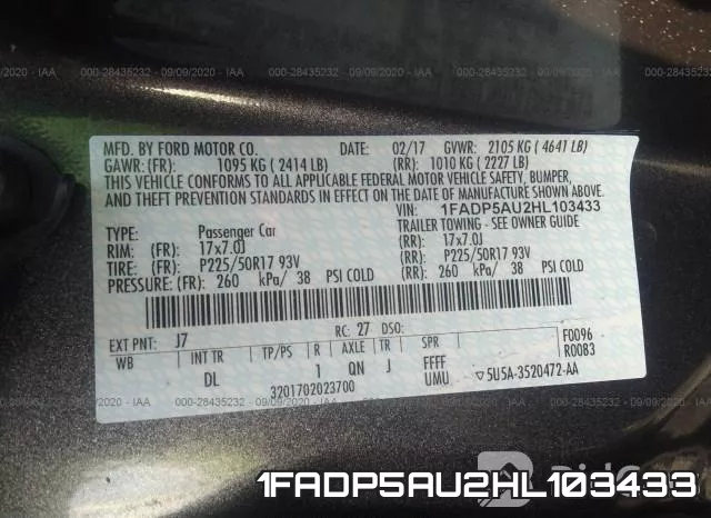 1FADP5AU2HL103433 фото 10
