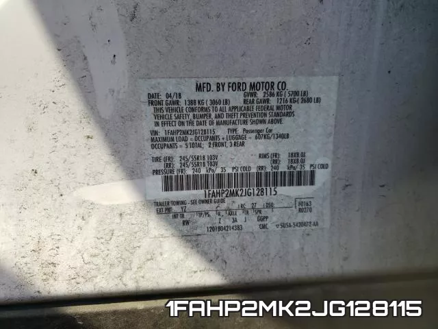 1FAHP2MK2JG128115 фото 2