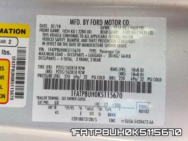 1FATP8UH0K5115670 фото 2