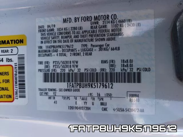 1FATP8UH9K5179612 фото 2