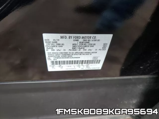 1FM5K8D89KGA95694 фото 2