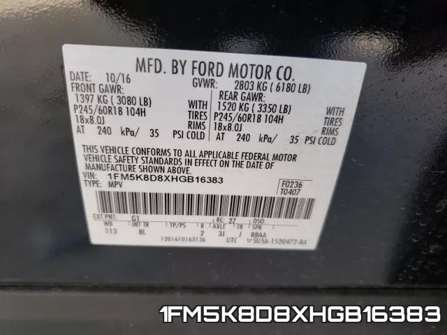 1FM5K8D8XHGB16383 фото 2