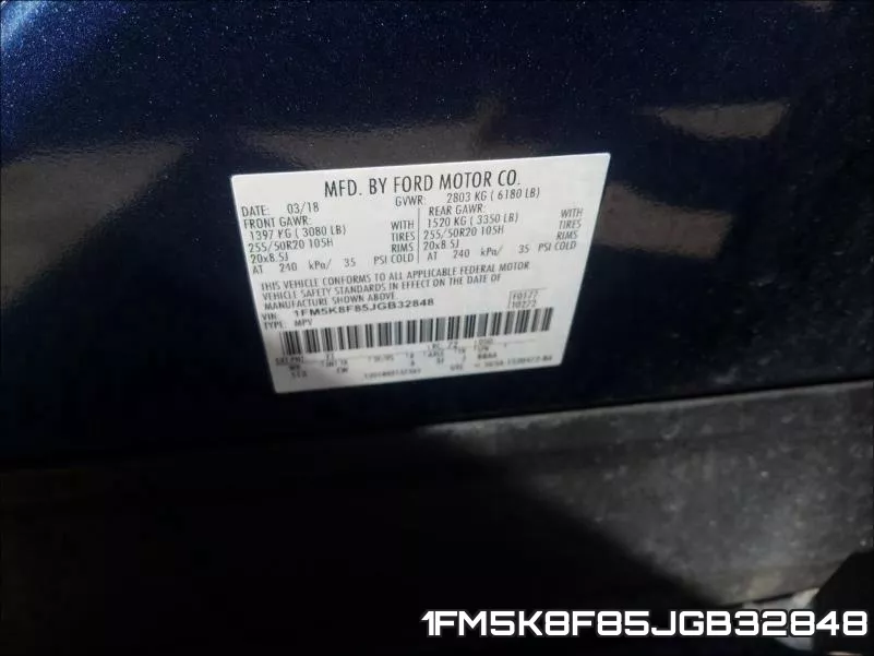 1FM5K8F85JGB32848 фото 2
