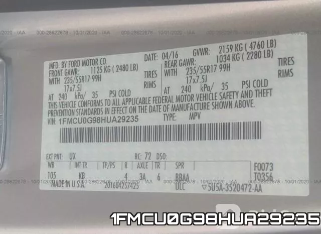 1FMCU0G98HUA29235 фото 10